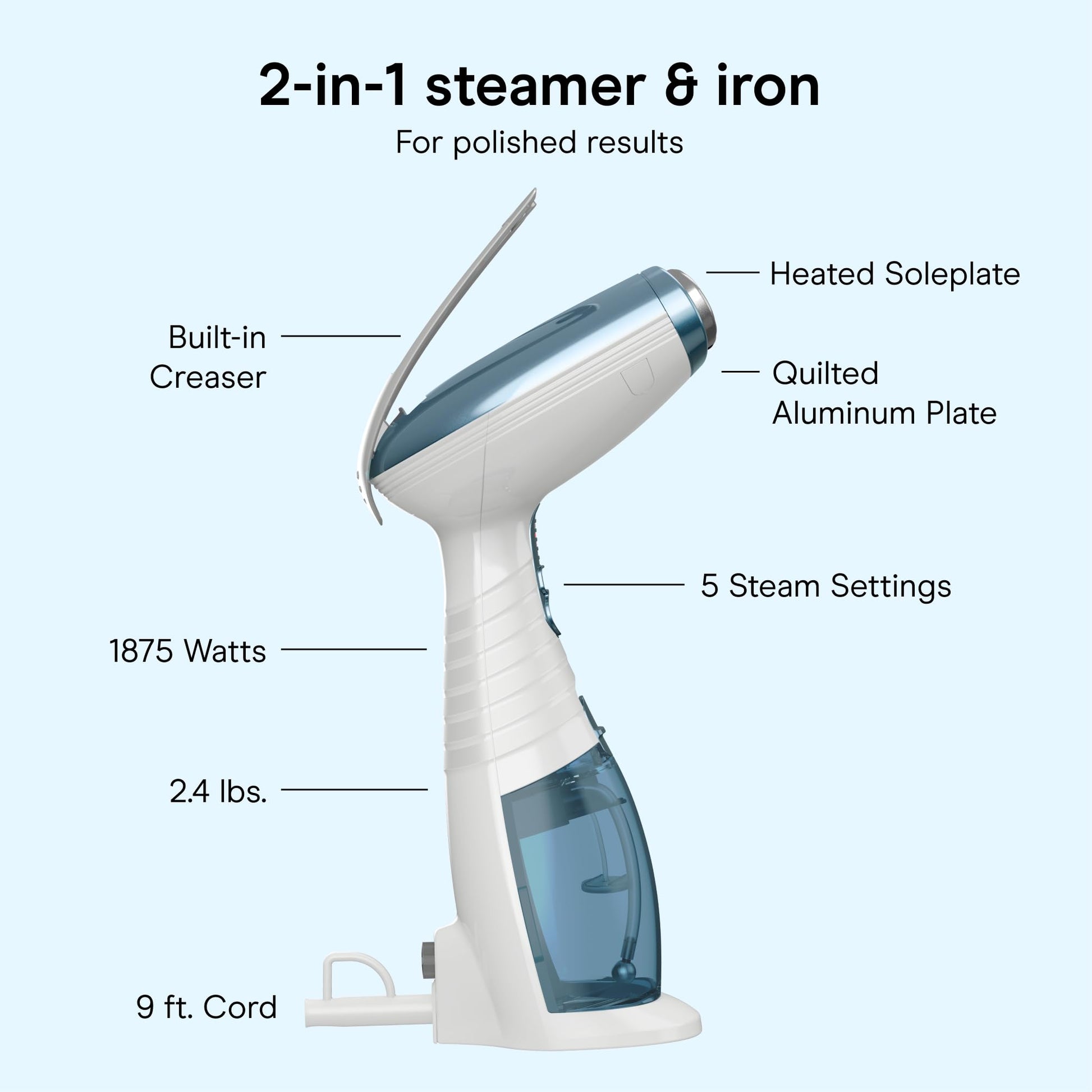 Conair Handheld Garment Steamer for Clothes, Turbo ExtremeSteam 1875W Fabric Clothes Steamers, Hand