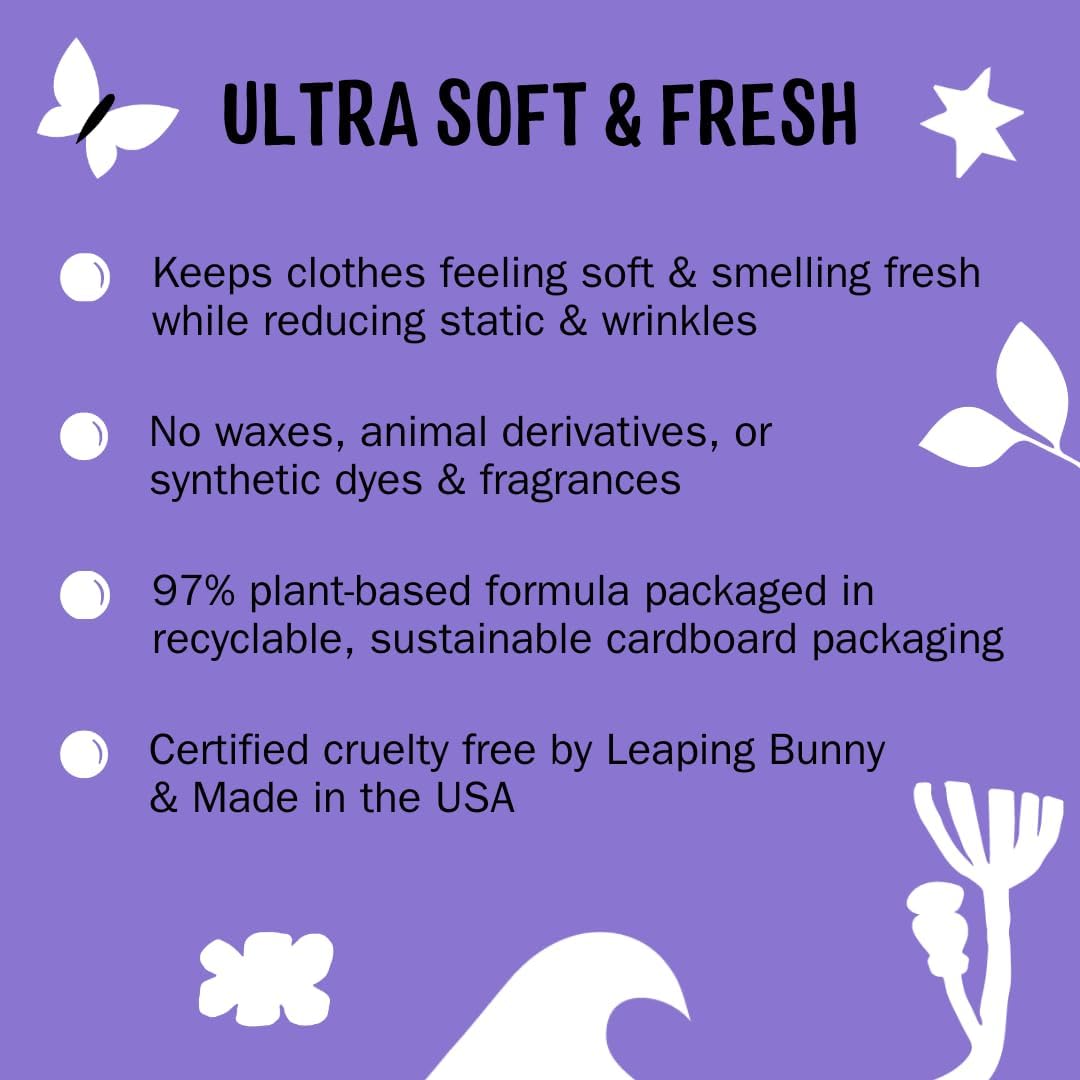 Molly's Suds Fabric Softener Dryer Sheets for Sensitive Skin | Plant-Based Static Reducer, Plastic-Free Packaging | Bundle of 2, Lavender (240 Sheets Total)