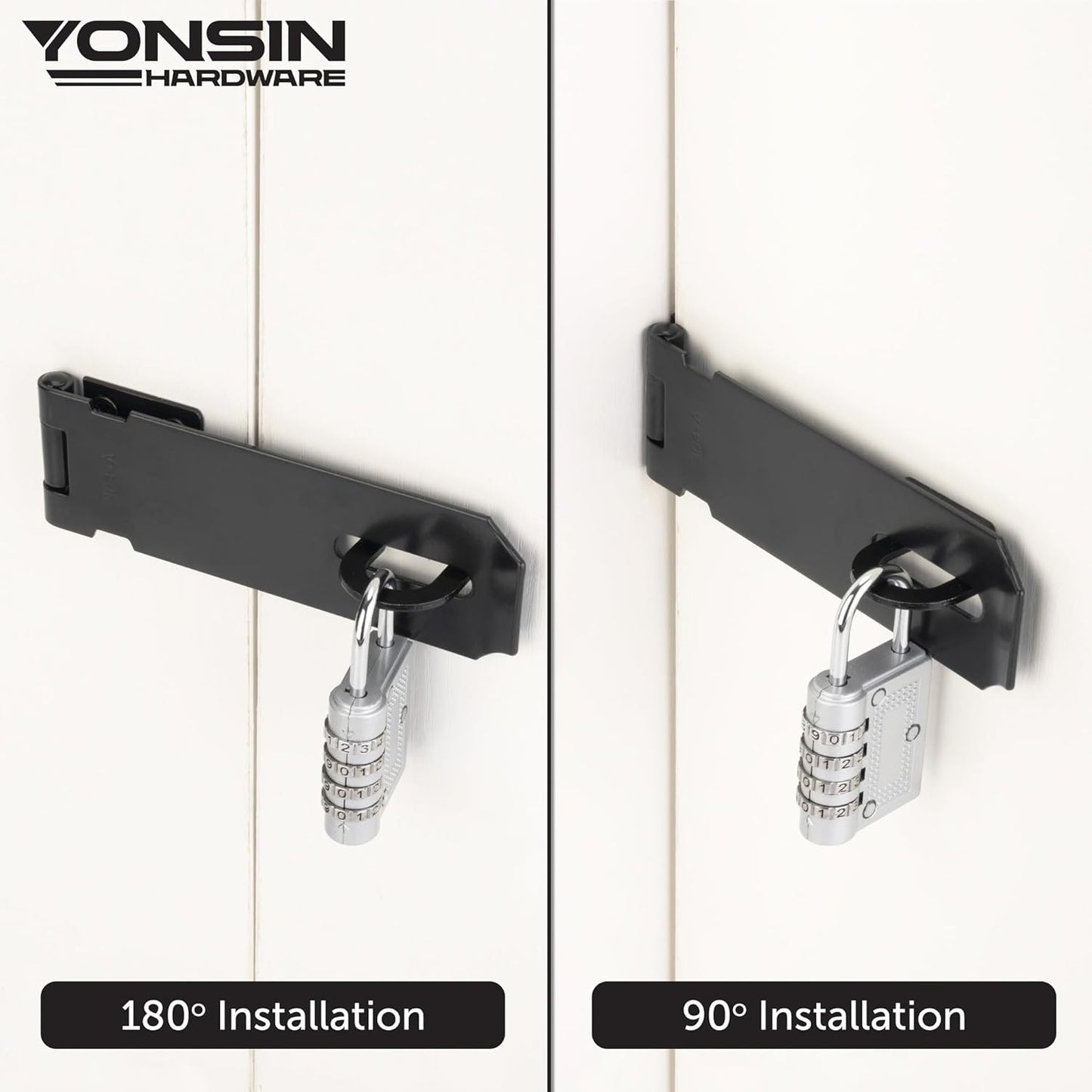 5" Door Padlock Safety Hasp Latch 2 Pcs, Door Hasp Clasp Lock Gate Shed Hasp Latch Lock for Door WindowCabinet Pet Cage Toolbox Shed Fence, 304 Stainless Steel, Matte Black Finish