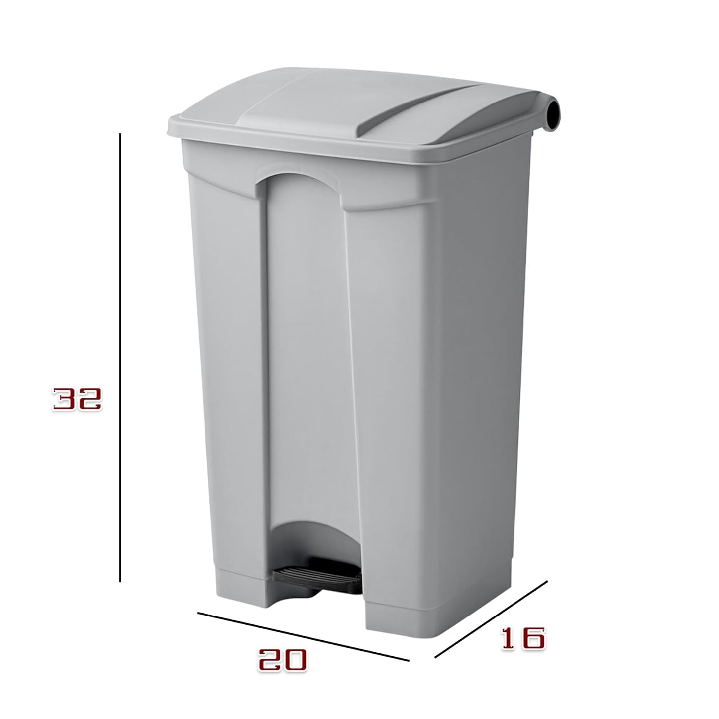 PRO&Family Step-On Trash Can with Lid, Plastic Waste Bin, Foot Pedal Operation (Gray, 23 Gallon)