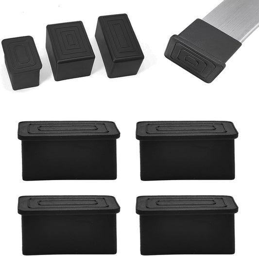 4 Pcs 1" x 1-1/2" Rectangular Rubber Chair Leg Caps, PVC Table Leg Covers, Flexible & Anti-Slip