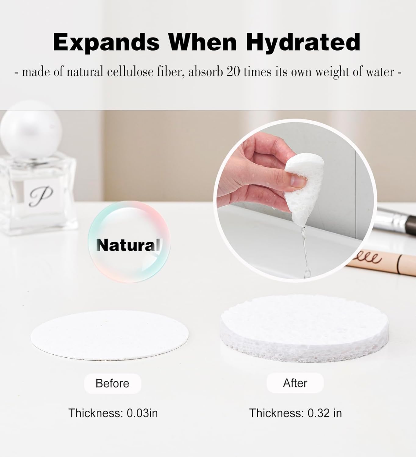 METUUTER 50 PCS Compressed Facial Sponges for Estheticians- 100% Natural Cellulose Face Cleansing Sponge Spa Sponges for Face Cleansing, Massage, Pore Exfoliating, Mask, Makeup Removal