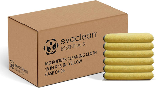 EvaClean Essentials Premium Microfiber Cleaning Cloth 16"x16" - Reusable, Washable, Non-Scratch, Microfiber Towels for Cleaning, Dusting, Polishing, High Absorbency & Durability, Yellow, 96-Pack