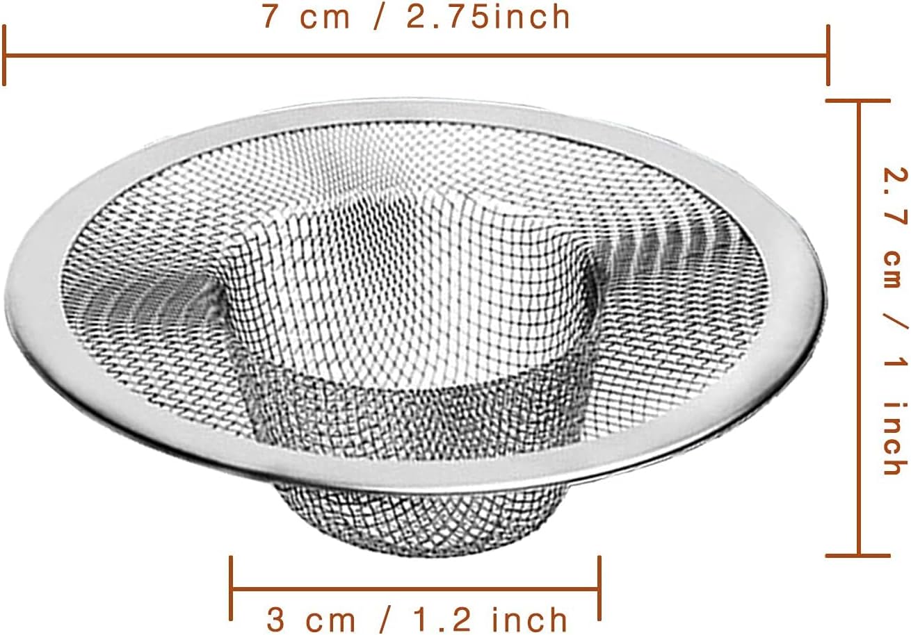 Heavy Duty Stainless Steel Slop Basket Filter Trap Mesh Metal Sink Strainer Perfect for Kitchen Sink/Bathroom Bathtub Wash Basin Floor Drain Balcony Drain Hole Utility (2.75" 100pcs)