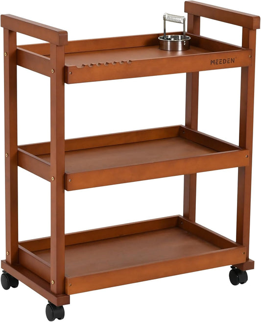 MEEDEN Art Supplies Cart, Walnut 3-Tier Multifunctional Art Storage Cart Organizer, Solid Beech