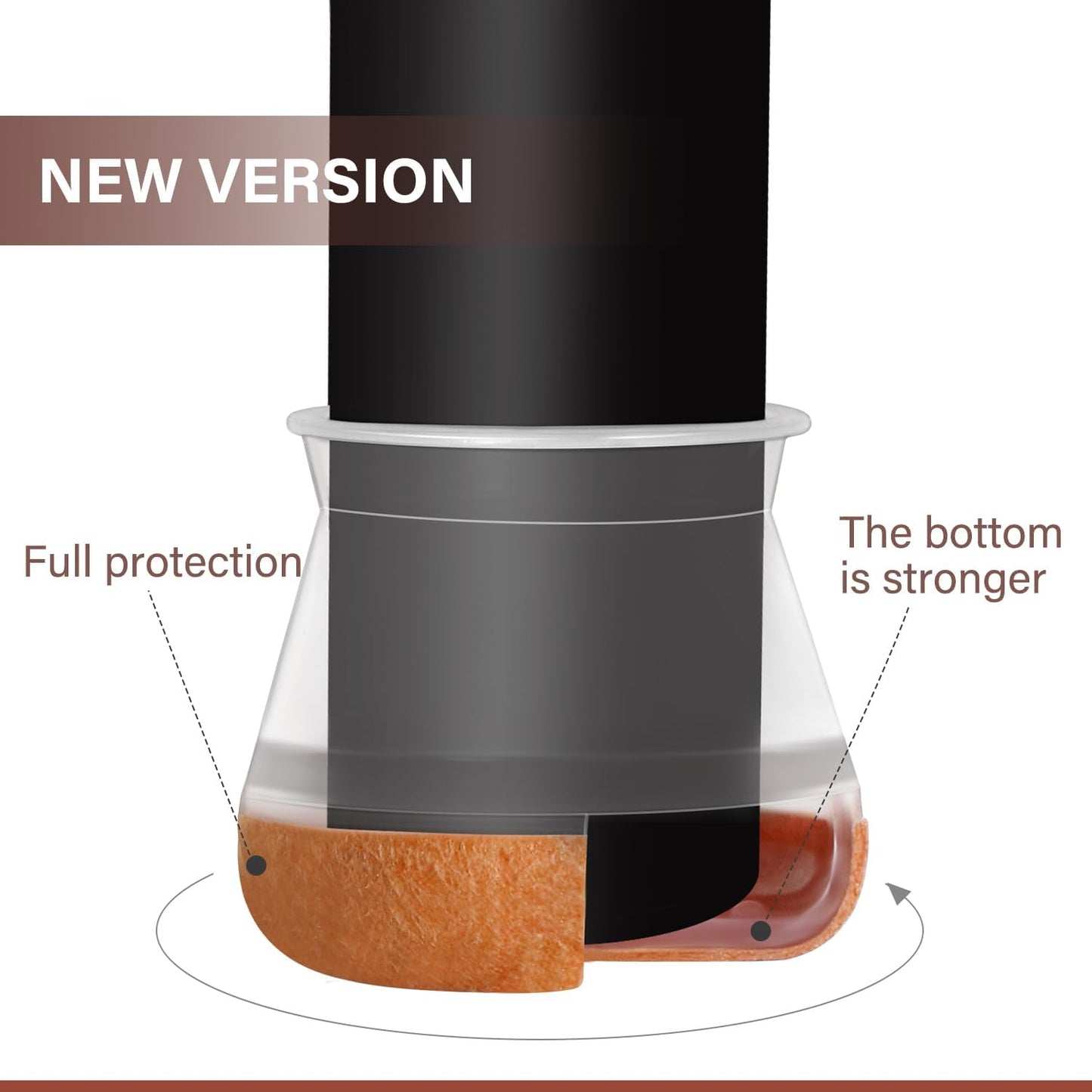 Chair Leg Floor Protectors for Hardwood Floors Felt Furniture Pads Silicone Caps 16 Pack Anti-Scratch Reduce Noise Clear Round Medium Fit 3/4" to 1-3/16" (19-30mm)