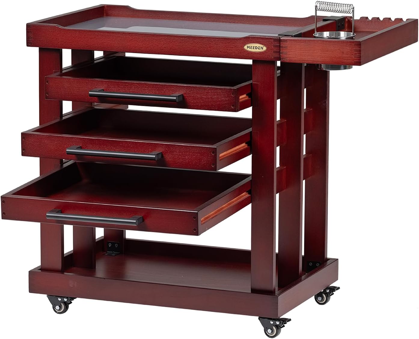 MEEDEN Art Supply Storage Cart, 5 Tier Solid Beech Wood Utility Rolling Cart with 3 Drawers, Craft Orgnizer on 4 Wheels