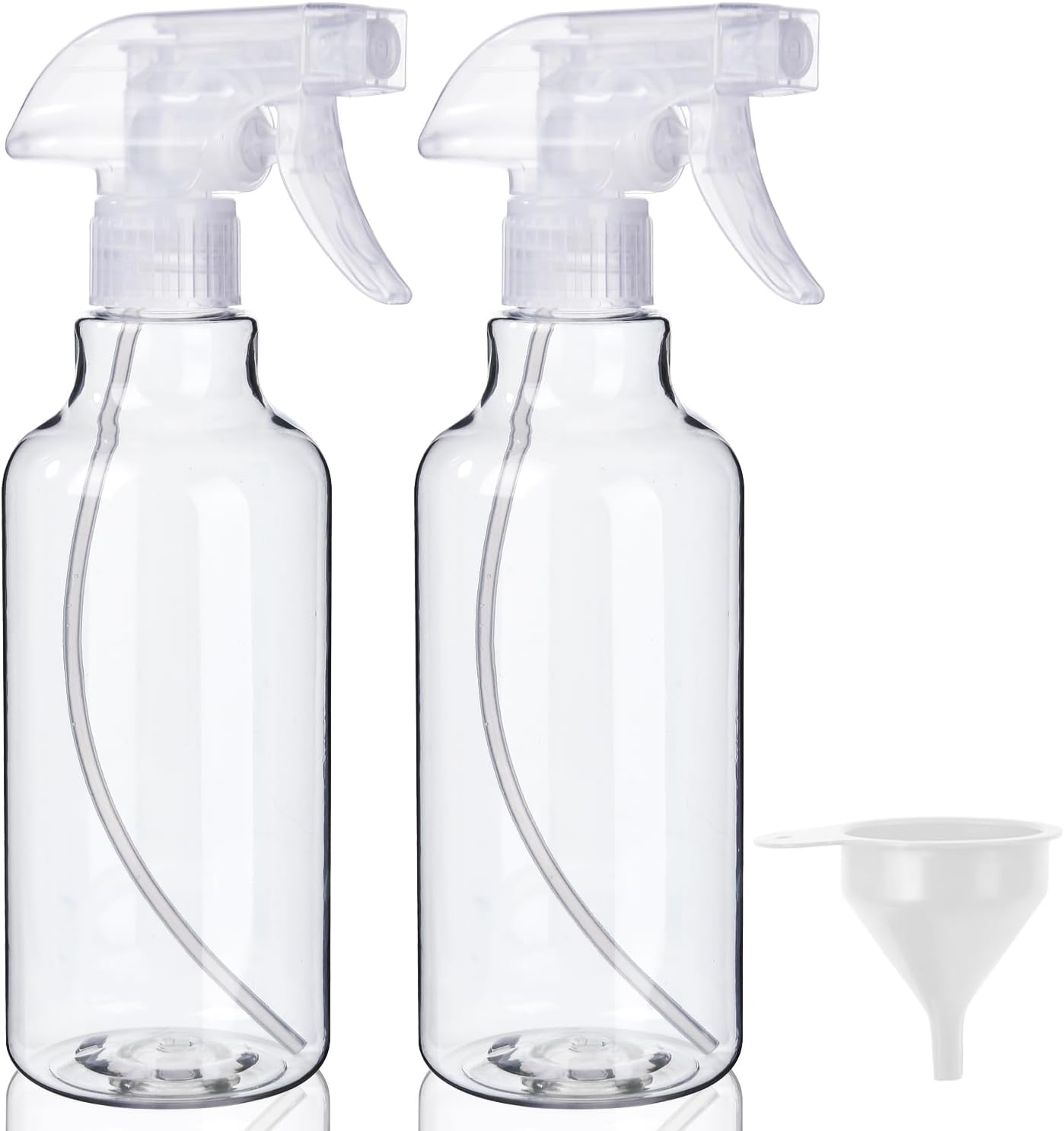Plastic Spray Bottles (2-Pack, 16.9 Oz) Heavy Duty Spraying, Mist & Stream, Empty Water Sprayer Bottle for Cleaning Solutions, Essential Oils, Hair, Plants, BBQ, Dog Cat Behavior Correction (Clear)