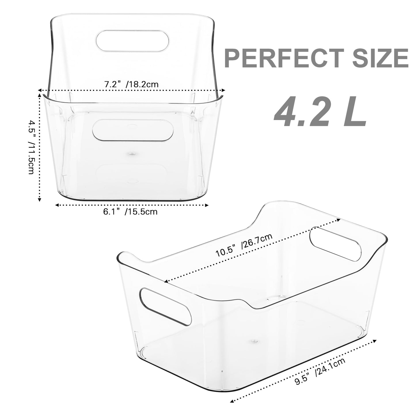 Tiawudi 12 Pack Plastic Storage Bins, Multi-Use Organizer Bins, Pantry Organizer, Clear Storage
