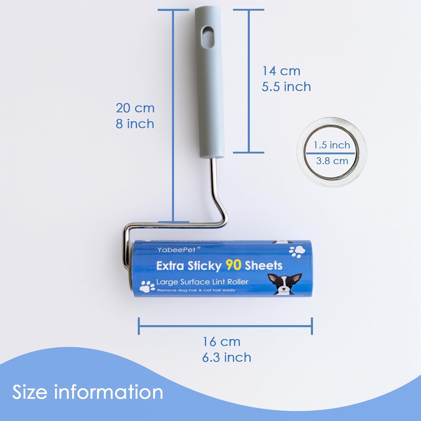 Extra Sticky Large Lint Roller Refills, 6.3'' Giant Lint Roller Refills for Pet Hair, Clothes&Furniture Cleaning, 360 Sheets in Total