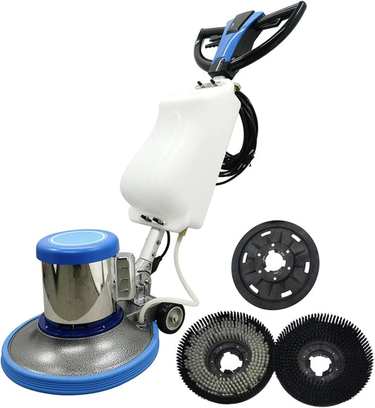 TECHTONGDA Floor Polisher Commercial Floor Buffer Scrubber Buffer Polisher Machine 17" Carpet Cleaning Machine Industrial Orbiter Floor Cleaning 175RPM with 3gal Tank and 3 Brush heads