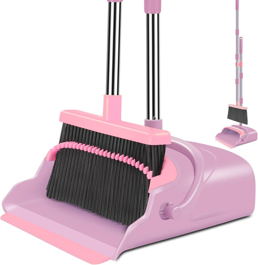 kelamayi Broom and Dustpan Set for Home, Office, Indoor&Outdoor Sweeping, Stand Up Broom and