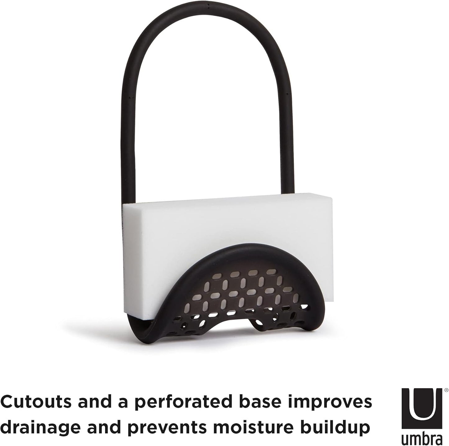 Umbra Sling Kitchen Sink Accessory, Single-Sided Sponge Holder, Black