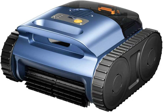 Cordless Robotic Pool Vacuum, Pool Cleaner with Track Drive & Sonar Navigation, 180W Brushless Motor, Wall & Waterline Climbing, 150-Min Runtime, for Inground & Above-Ground Pools up to 2150 Sq. Ft.