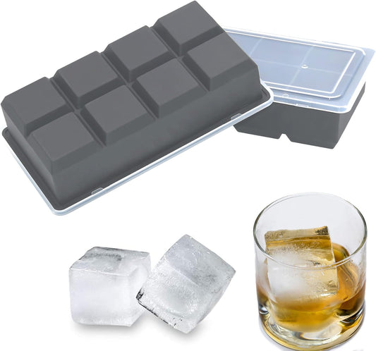 Bangp Large Ice Cube Trays 2 Pack,Big Ice Cube Molds with Removable Lids,Easy Release and Stackable