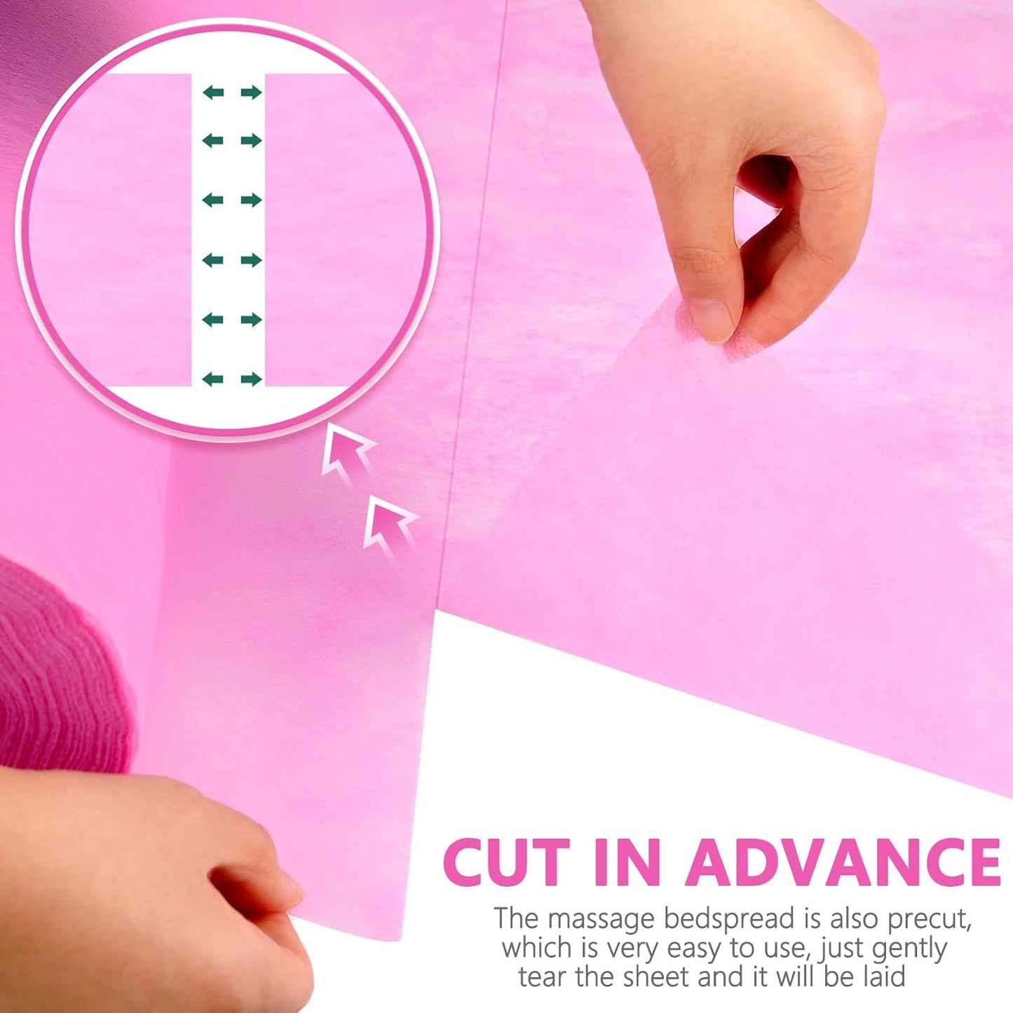 Tudomro 2 Roll Disposable Non Woven Bed Sheets 24 x 71 Inch Massage Table Paper Covers Non Woven Fabric Massage Sheets Waterproof Spa Breathable Bed Cover for Beauty Salon, Hotels(White, Pink)