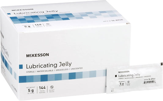 McKesson Lubricating Jelly, 5 g [144 Count] Water Based Non-Sticky Lube, Water Soluble Lubricant