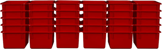 Wood Designs Cubby Storage Bin, Heavy Duty Plastic Containers for Kids Red Cubby Tray Set of 30