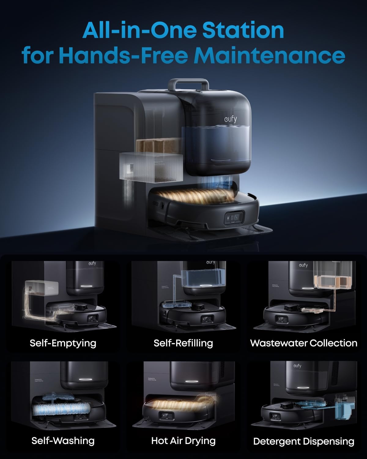 eufy Robot Vacuum E28, Portable Deep Cleaner for Carpet, HydroJet System with Roller Mop, All-in-One Robot Vacuum and Mop Combo, 20,000 Pa Suction, Zero-Tangling, Corner-to-Edge Cleaning (Upgraded)