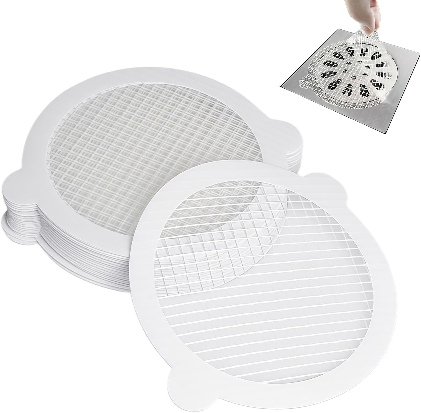 30 Pack Disposable Shower Drain Hair Catcher Hair Trap Drain Covers 4.3” Extra-Wide Mesh Hair Catcher for Shower, Sink, Laundry & Bathtub
