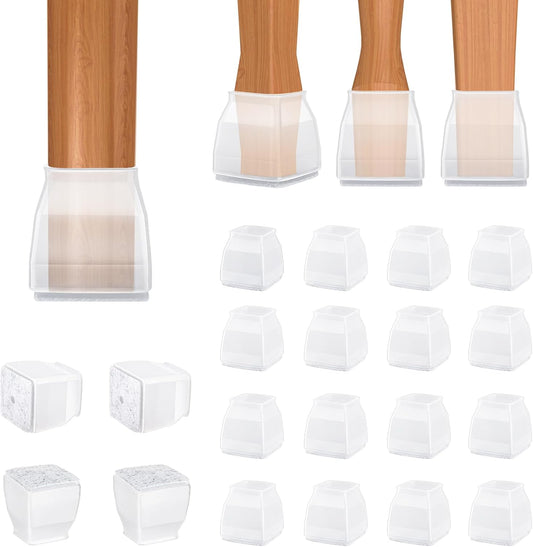 BALEINE 16 Pack Silicone Chair Leg Floor Protectors, Stool Leg Protectors Cap, Non-Slip Chair Leg