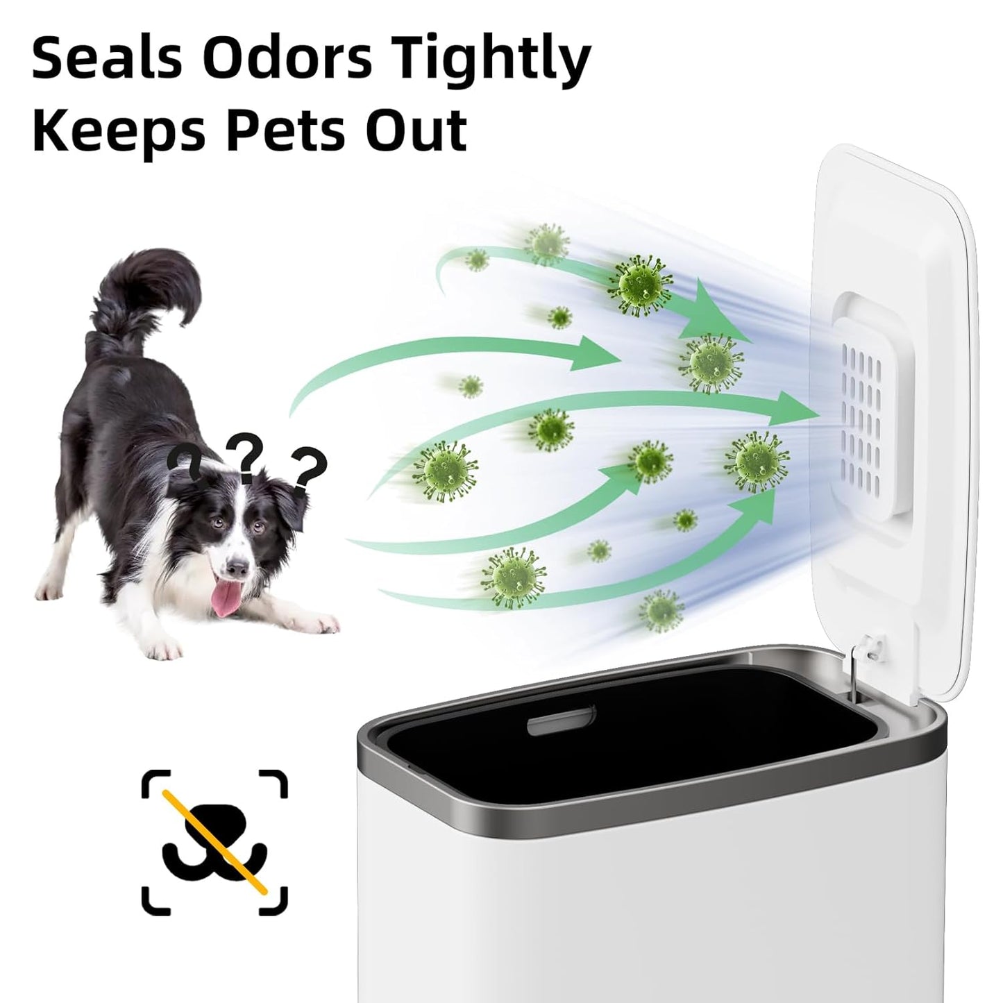 Stainless Steel Bathroom Trash Can with Lid Soft Close,1.6 Gallon Slim Garbage can,Small Metal Step Wastebasket for Office, Bedroom, Toilet, White