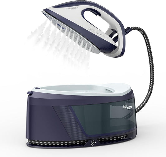 Steam Iron for Clothes,1500W Professional Steam Station,67.62oz Water Tank,Auto Shutoff,Self-Clean,ECO Mode, Iron Steamer with Ceramic Soleplate for Various Fabrics, Lock For Easy Carry