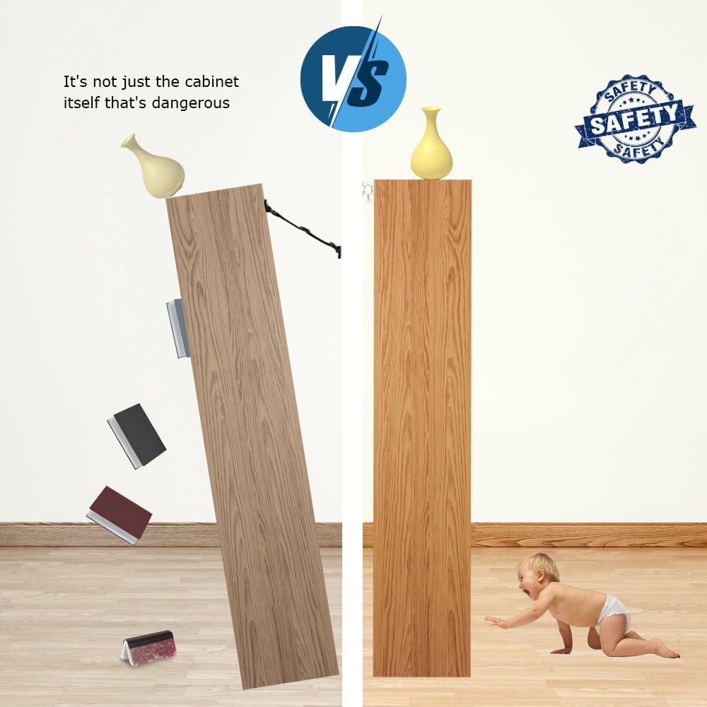 Furniture Anchors, TUPSKY Falling Furniture Prevention Device Cabinet Anti Tip Kit for Children (5 Pair)