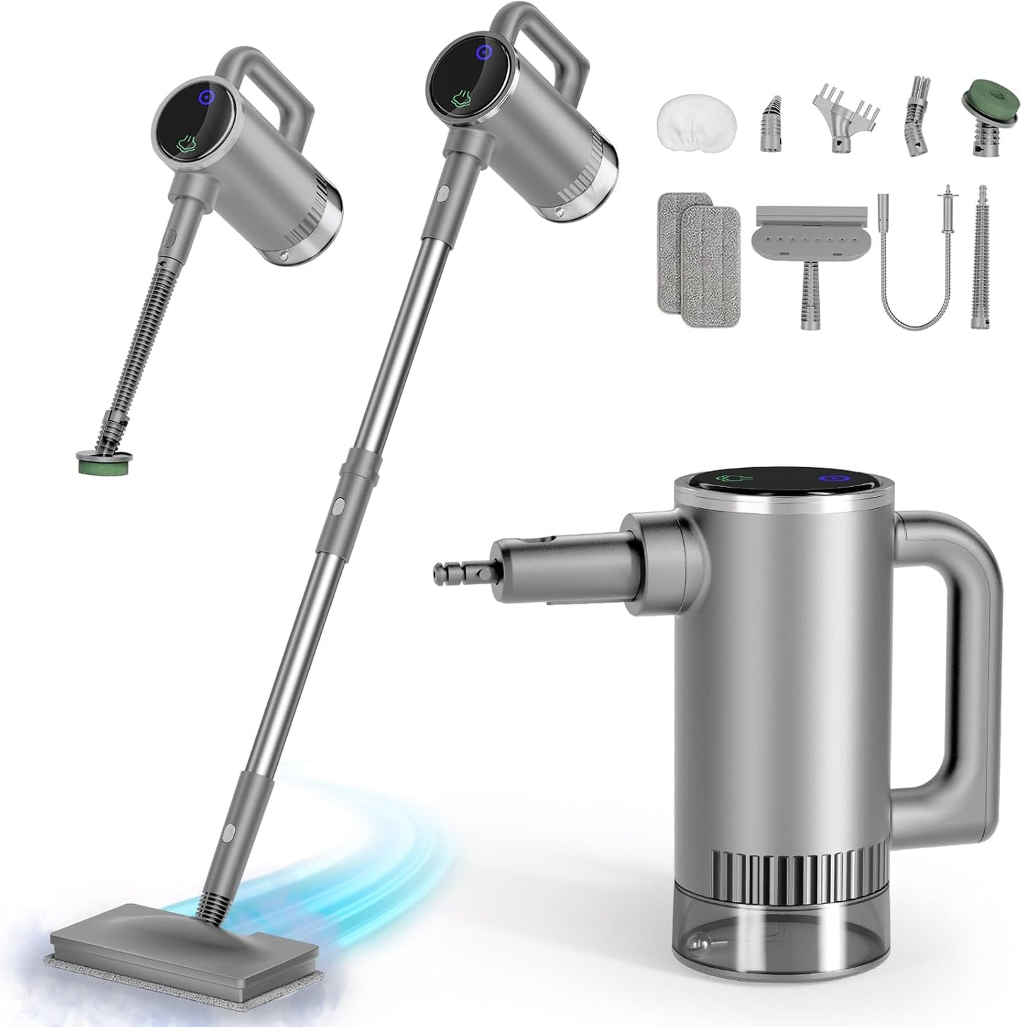 11-in-1 Steam Mop - Detachable Handheld Steam Cleaner with 500mL Tank, 260℉ Floor Steamer for Hardwood, Tile, Grout, Windows, Bath & Kitchen - 3-Level Steam Control, Multi-Purpose Floor Steam Cleaner