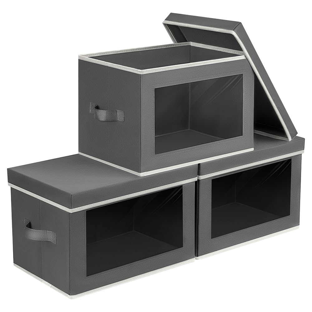 Homsorout Storage Bins with Lids - Fabric Storage Boxe with Window, Collapsible Closet Organizers