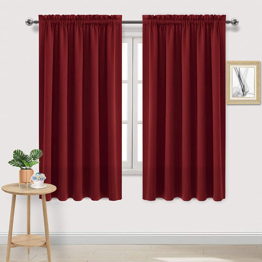 DWCN Blackout Curtains for Bedroom – Rod Pocket Thermal Insulated Noise Reducing Noise Reducing Drapes for Living Room, W 60 x L 63 Inch, 2 Panels, Burgundy