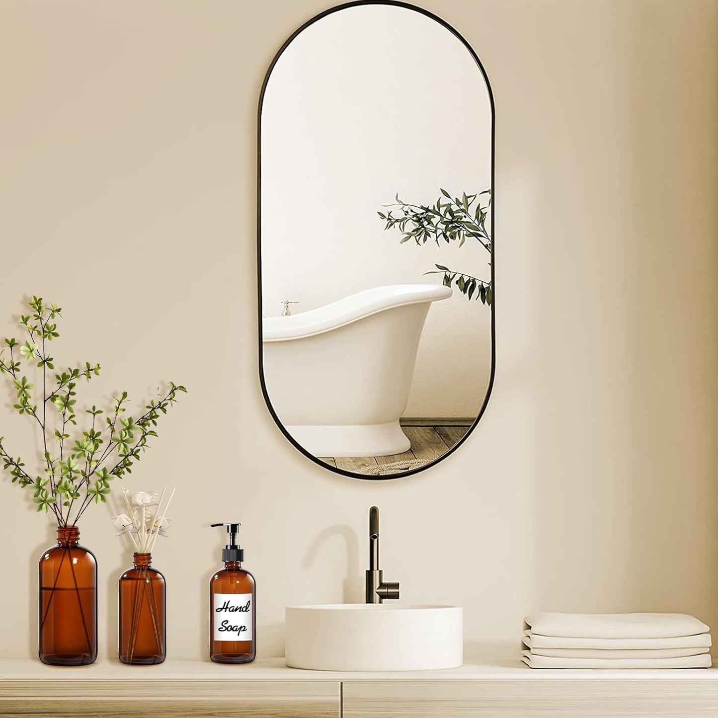 12 Pack Amber Glass Bottles 8oz with Pump Dispensers, Refillable Empty Pump Bottles for Bathroom, Kitchen, Shampoo, Soap, Lotion – Includes 2 Funnels & 12 Labels