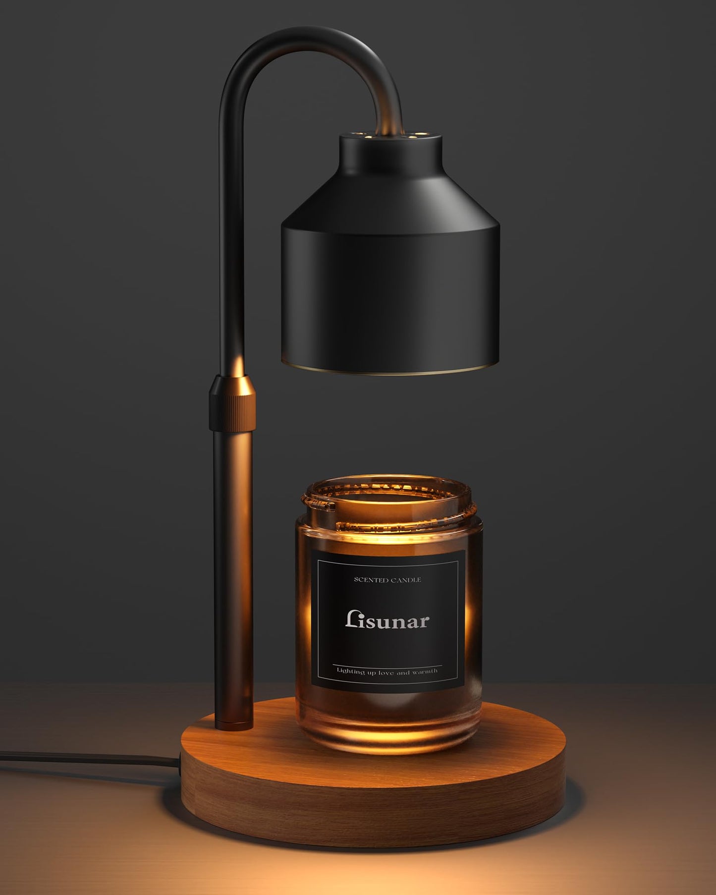 LISUNAR Electric Candle Warmer Lamp Black, Candle Lamp Warmer with Timer, Wax Warmer Lamp for Jar