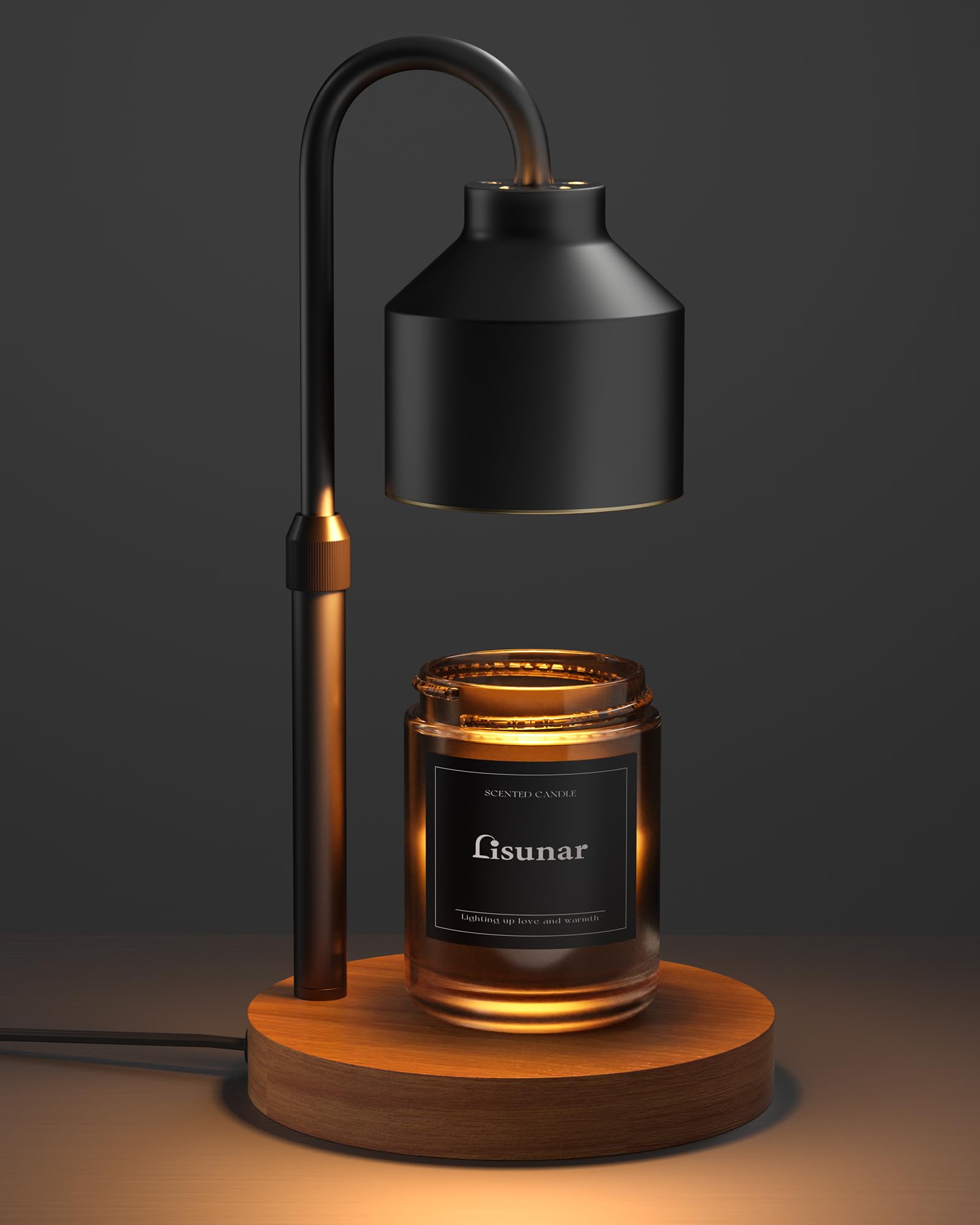 LISUNAR Electric Candle Warmer Lamp Black, Candle Lamp Warmer with Timer, Wax Warmer Lamp for Jar
