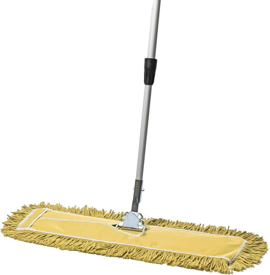 24 Inch Yellow Commercial Dust Mop & Floor Sweeper with Extendable Handle – Mop for Hardwood, Tile