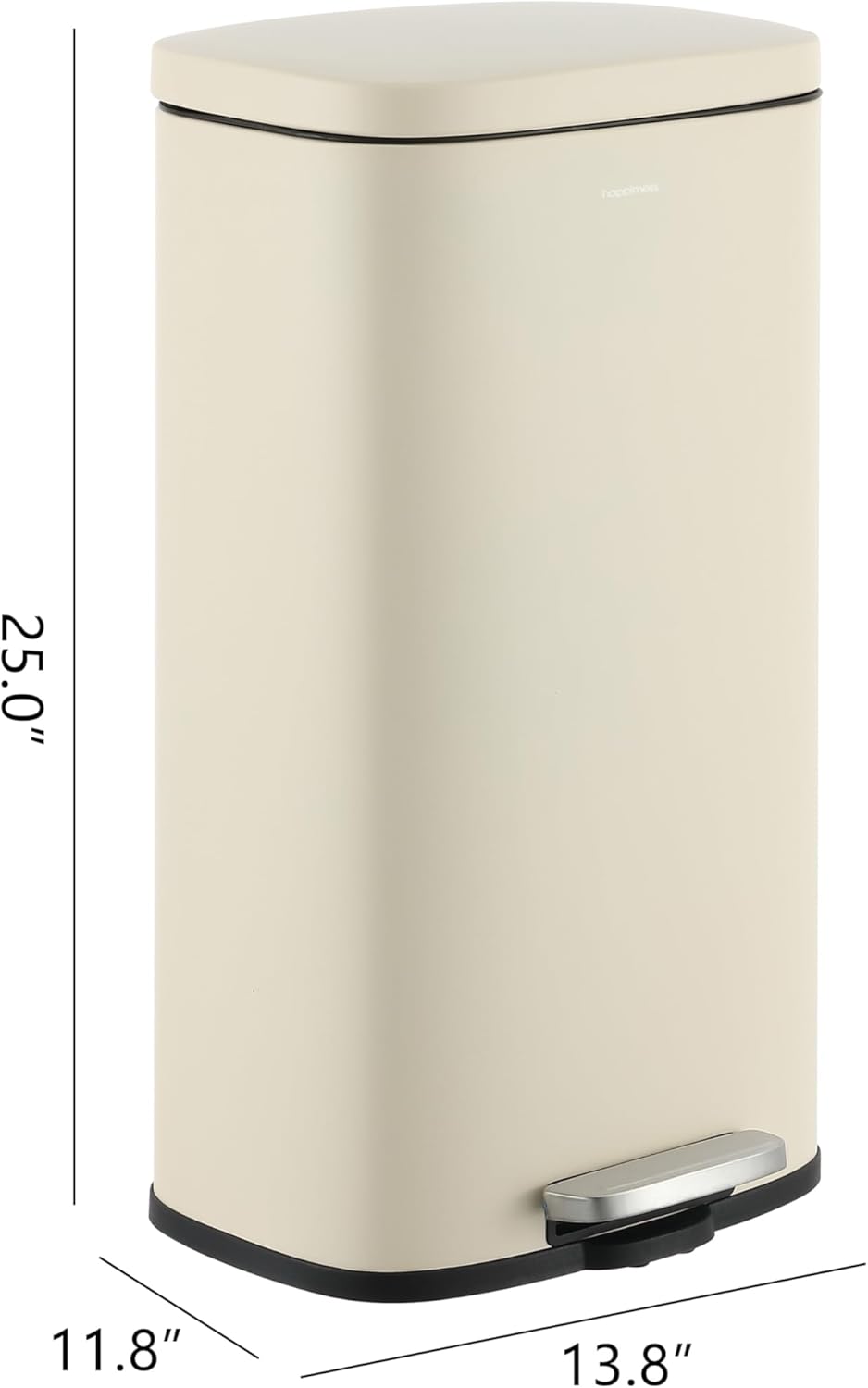 happimess HPM1011I Curtis 8-Gallon Step-Open Trash Can, Fingerprint Resistant, Modern, Minimalistic for Home, Kitchen, Laundry Room, Office, Bedroom, Bathroom, Limestone Beige