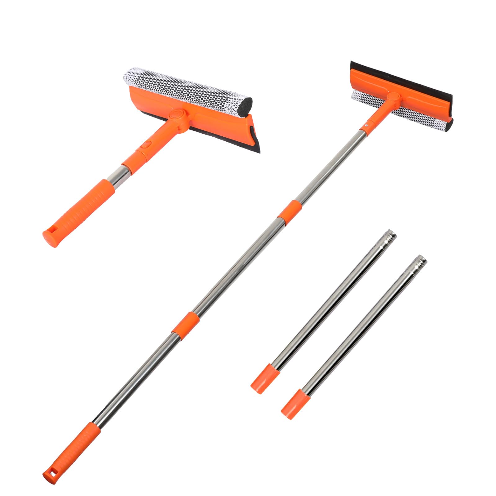 Professional Window Squeegee,2 in 1 Squeegee Window Cleaner with Long Stainless Steel Handle,Sponge
