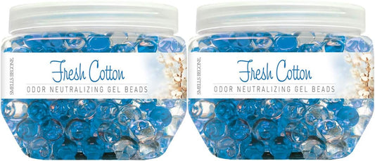 SMELLS BEGONE Odor Eliminator Gel Beads - 12 oz, Pack of 2 - Eliminates Odor in Bathrooms, Cars, Boats, RVs & Pet Areas - Air Freshener - Made with Essential Oils - Fresh Cotton Scent