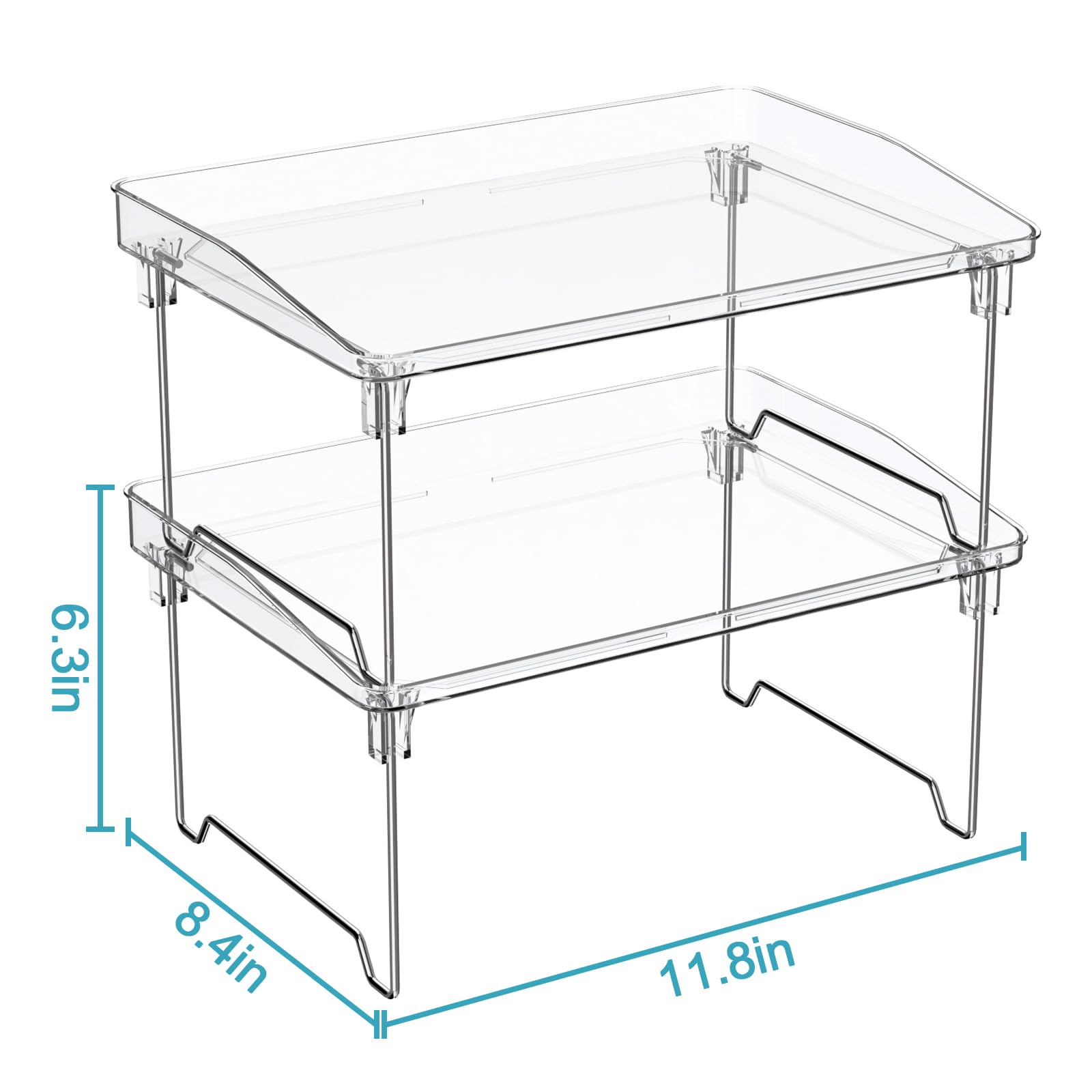 STARLATTA 2 Pcs Cabinet Organizer Shelf, Stackable Kitchen Counter Shelves, Spice Rack,Countertop