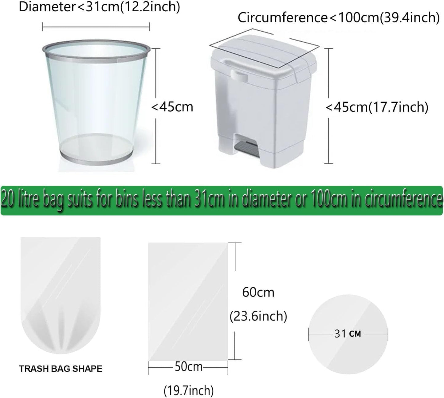 100 Count 4 Gallon Small Biodegradable Trash Bags 20L Leakage-Free Waste Basket Trash Bags Compost Garbage Bag Trash Can Liners for Kitchen, Restaurant, Office, Bedroom, Bathroom