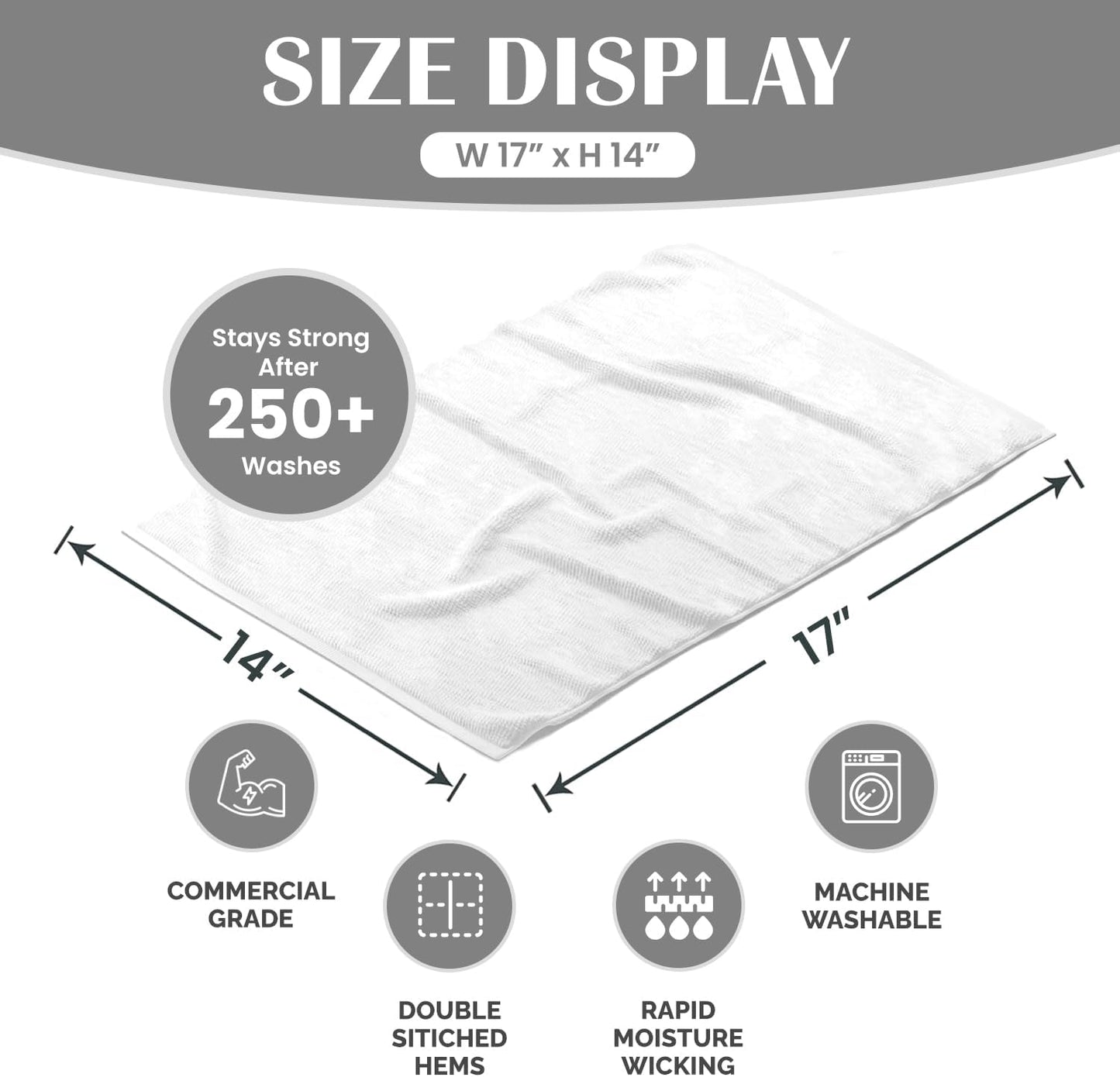 Terry Bar Mop Towels (Value Pack of 60) Size 14"x17" – Absorbent and Durable, Multipurpose Cleaning Rags, Cotton Cleaning Towels, Terry Cloth Rags, Reusable Shop Rags (White)