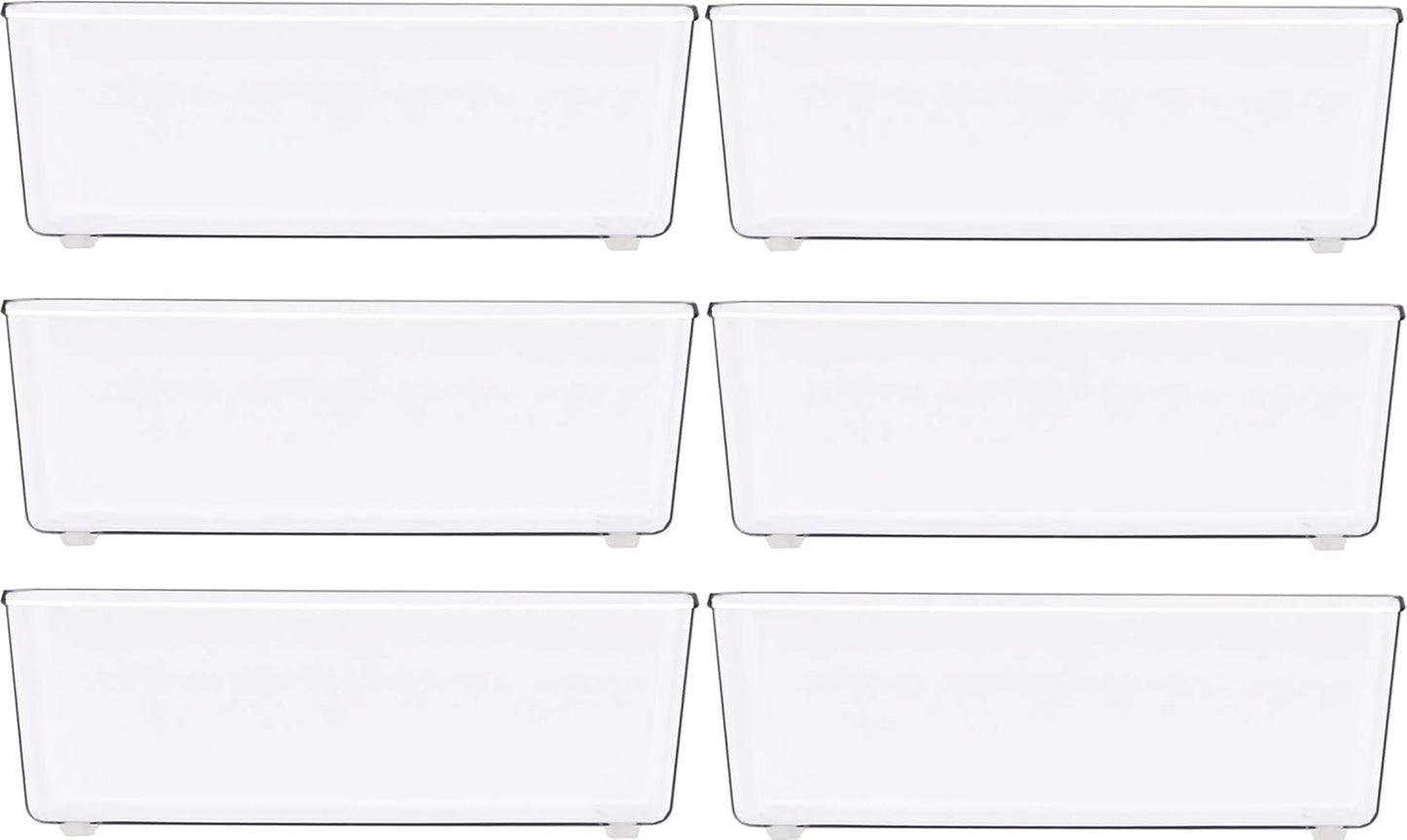 Simple Houseware Clear Drawer Organizer for Office Bin Desk Storage, 3.25"x 6.25", 6 Packs