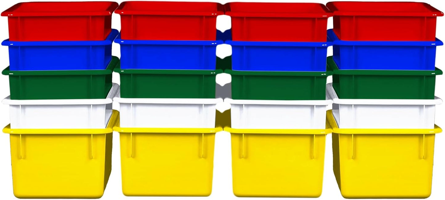 Wood Designs Cubby Storage Bin, Heavy Duty Plastic Containers for Kids Assorted Cubby Tray Set of 20
