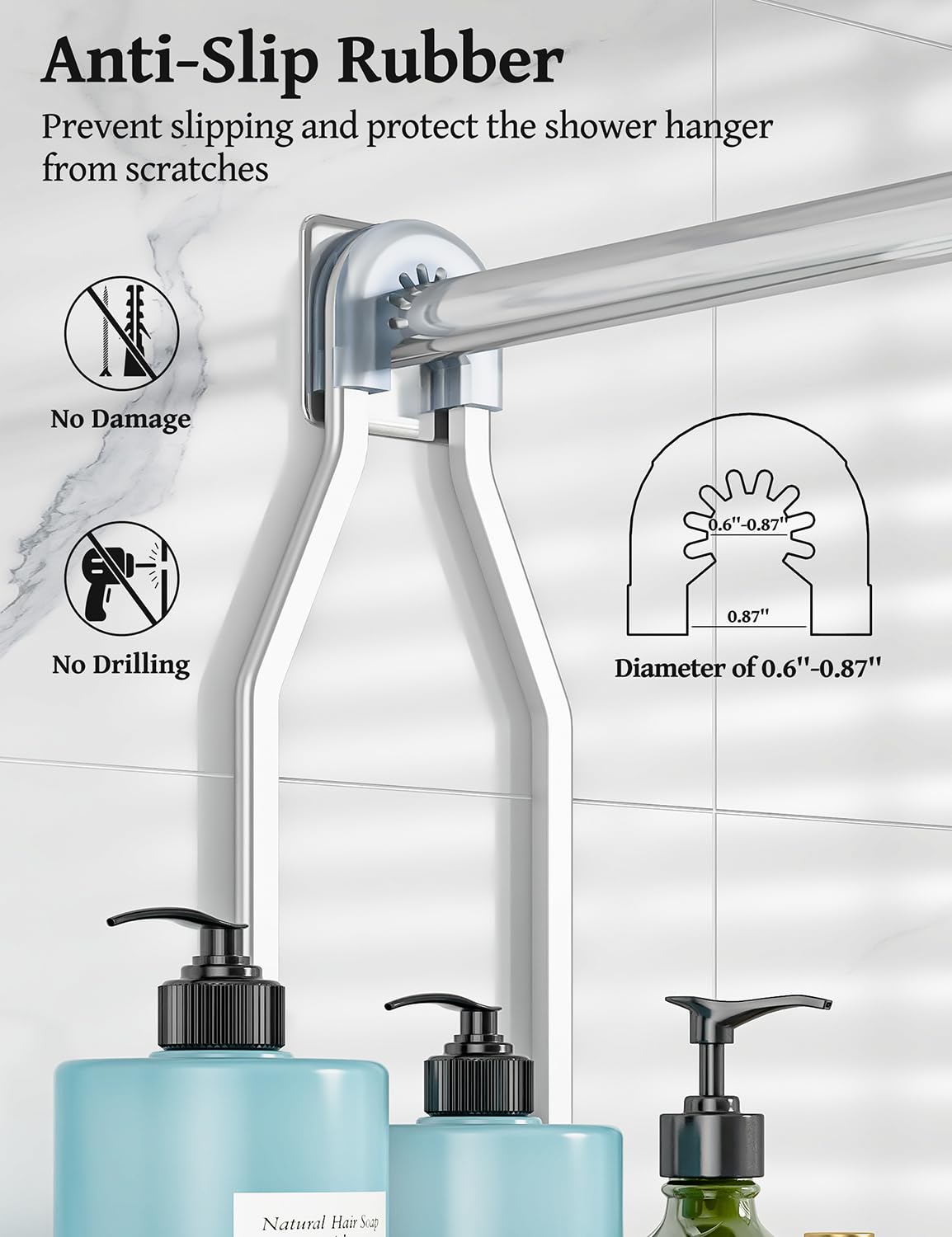 YASONIC Never Rust Shower Caddy Hanging, Aluminum Shower Racks for Inside Shower, 3-Tier Shower