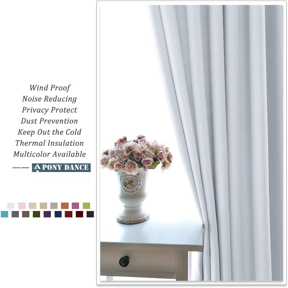 PONY DANCE Greyish White Room Darkening Kitchen Curtains 2 Panels Set,Thermal Insulated Small Window Treatment Heavy Duty Privacy Tiers for Laundry Bedroom Bathroom(2 Panels, W 34 x L 36 inches)