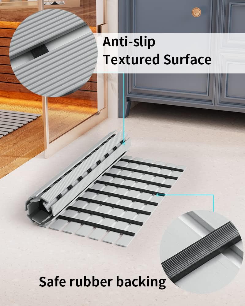 PADOOR Shower-Mat Non Slip, Heavy Duty Bathtub-Mat Curlable Quick Drain Sturdy Bath Tub Mat Without Suction Cups for Indoor Outdoor Use 17x26 Inch Grey