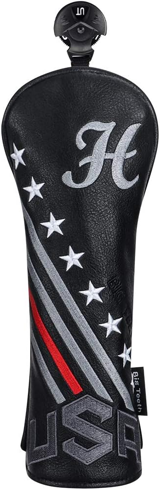 Big Teeth Golf Cover USA Stripe and Star Headcover Covers, Driver Fairway Wood Hybrid Headcovers