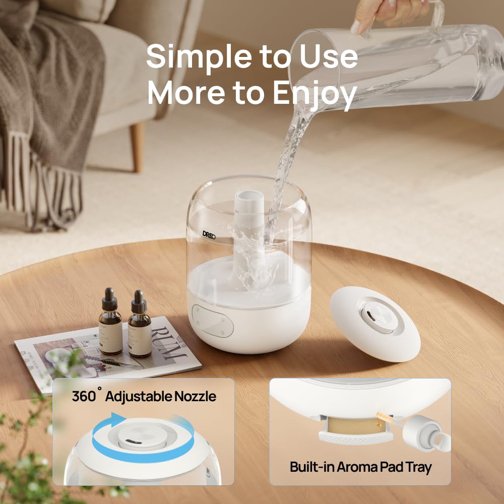 DREO 3L Humidifiers for Bedroom, 30H Runtime, 26 dB Quiet, New Edition