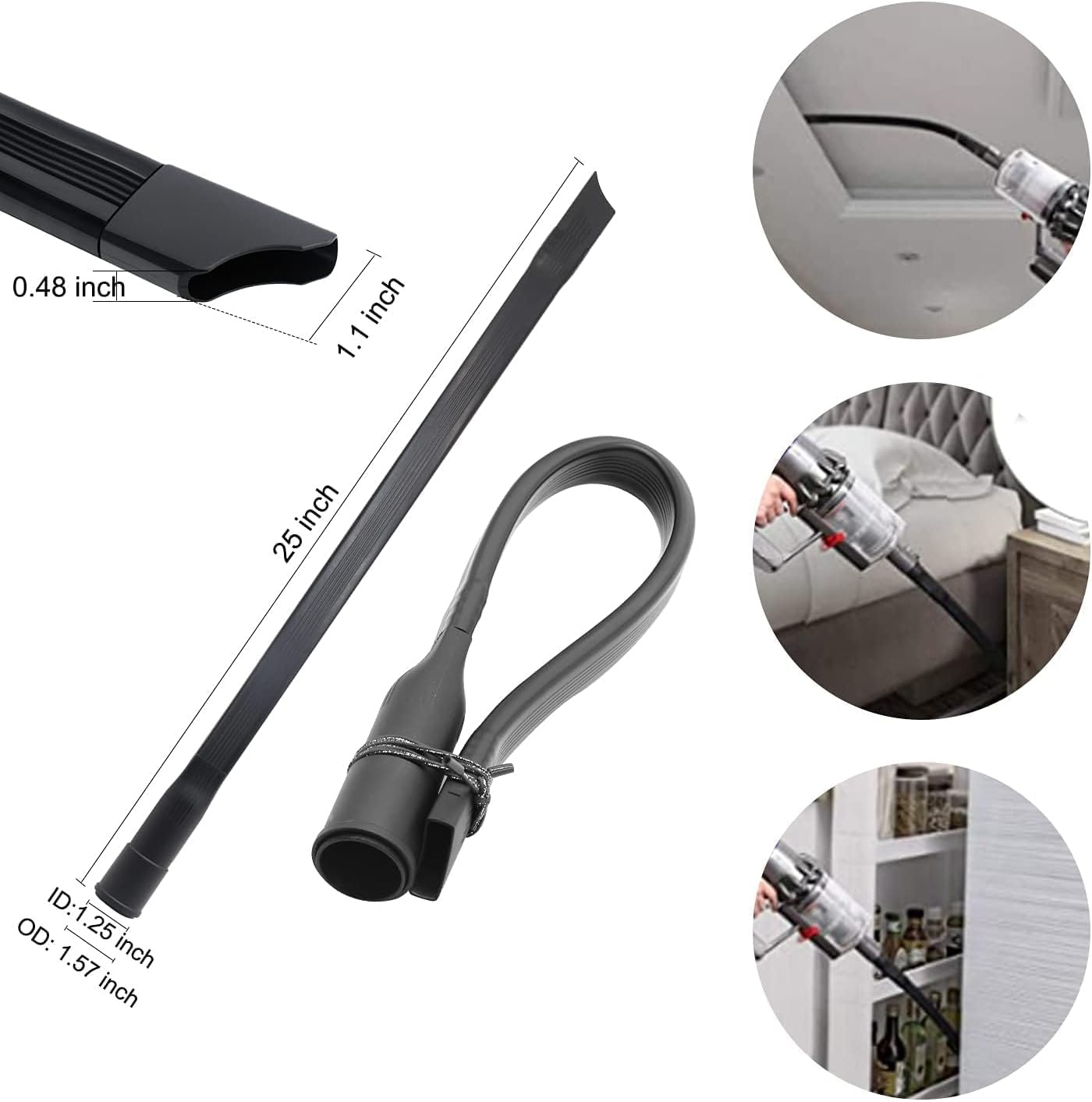 9 Pcs Universal Vacuum Attachments & Brushes for Shop Vac Accessories with 2 1/2" to 1 1/4" & 1 7/8" to 1" Adapter for Shop Vac, 1 1/4" Brush Attachment for Shop Vac, Flexible Crevice Tool