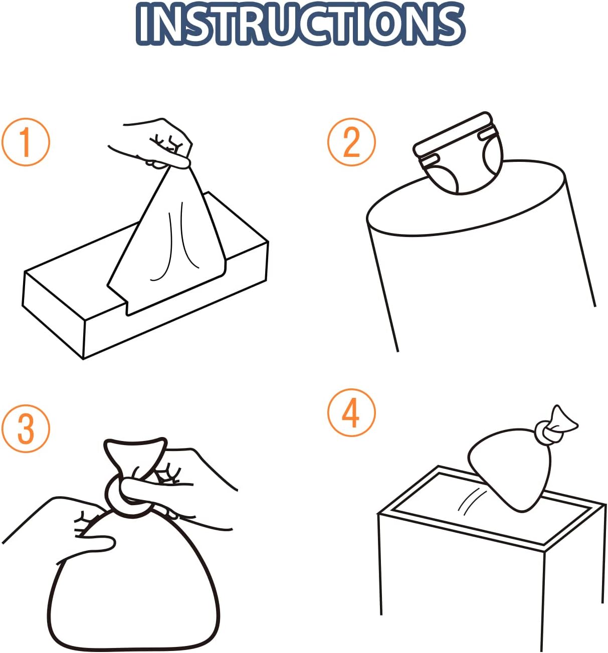 Odor Sealing Disposable Diaper Bags, 200 Count, Blue, Large Capacity, Unscented Diaper Trash Bags, Safety, Multiple Specifications, Wide Application, Easy to Use